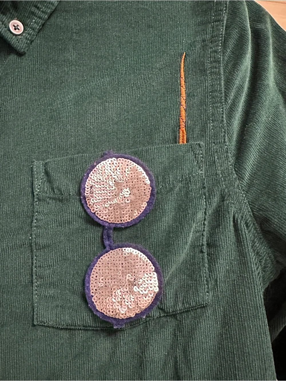 Mini Boden x Harry Potter Green Kids Corduroy Button-Up Shirt size 11-12 unisex